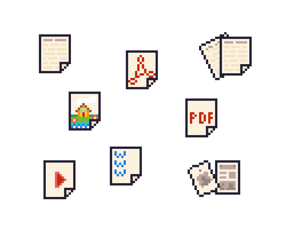 pixel art of documents