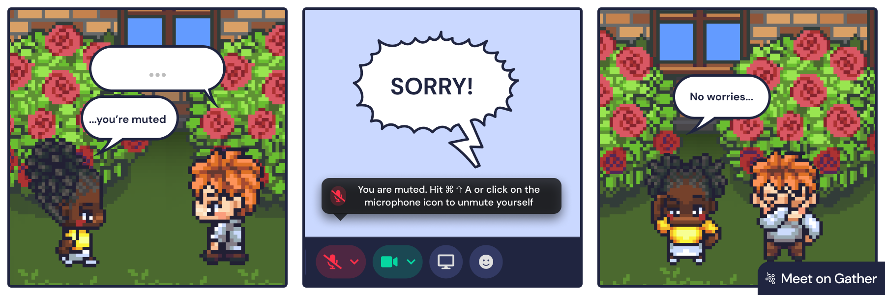 Gather Meetings has been upgraded to tell you and your remote team when you are muted